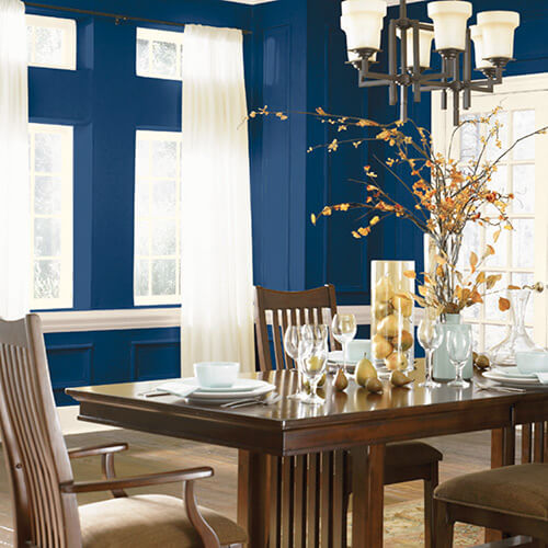 Brilliant Blue Dining Room Color Schemes